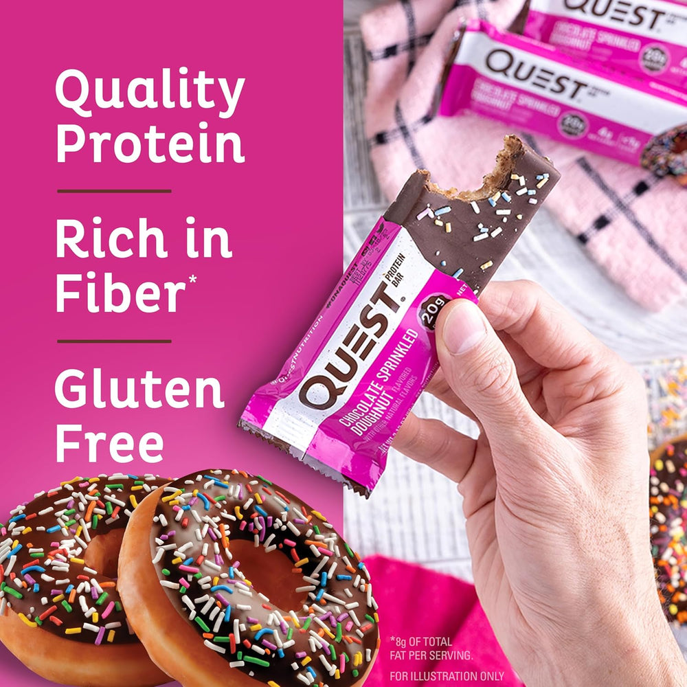 Quest Protein Bars Bundle - Mint Chocolate Chunk (12 Count) & Chocolate Sprinkled Doughnut (12 Count)