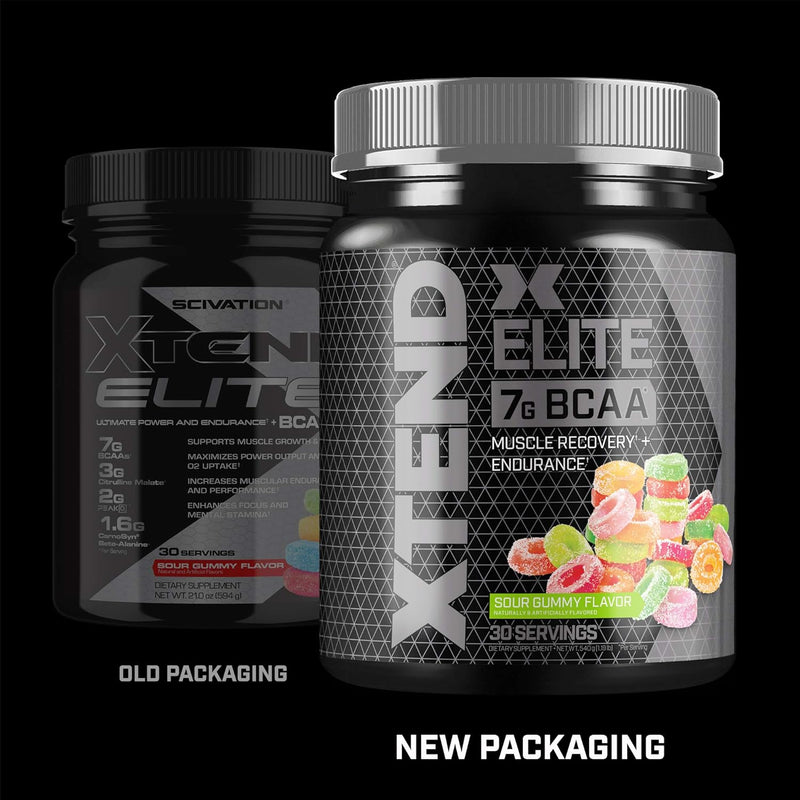 Scivation Xtend Elite Bcaa Powder Sour Gummy | Sugar Free Post Workout Muscle Recovery Drink with Amino Acids | 7g bcaas for Men & Women | 30 Servings