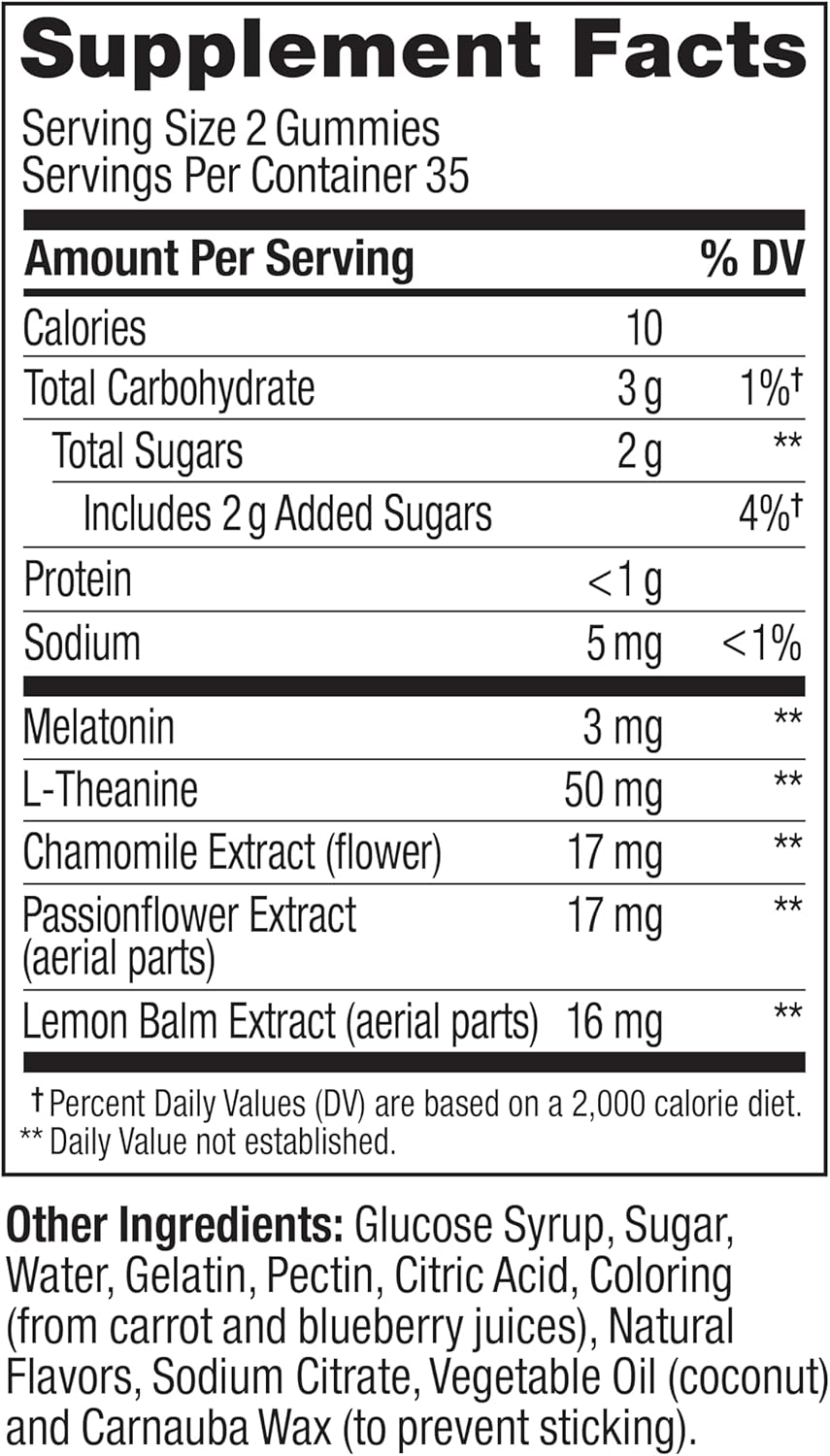 OLLY Sleep Gummy, 3mg Melatonin, L-Theanine, Chamomile, Lemon Balm, Sleep Aid, BlackBerry, 90 Count