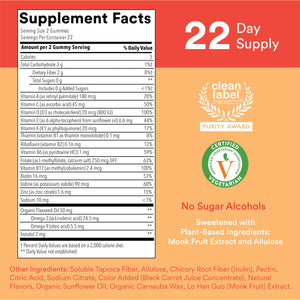 SmartyPants Organic Kids Multivitamin Gummies: Omega 3 (ALA), Vitamin D3, C, Vitamin B12, B6, A, K & Zinc for Immune Support, Biotin, Vegetarian, Three Fruit Flavors, 120 Count (30 Day Supply)