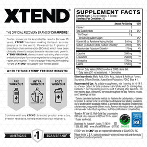 Xtend Original BCAA Powder Airheads Candy Flavor, 7g BCAA and 2.5g L-Glutamine, Sugar Free Post Workout Muscle Recovery Drink with Amino Acids for Men & Women, 30 Servings