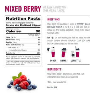 Isopure Clear Whey Isolate Protein Powder, Lactose Free, Gluten Free, Naturally Flavored, Pineapple Orange Banana, 20g Protein Per Serving, 1.9 Lb, 36 Servings (Packaging May Vary)