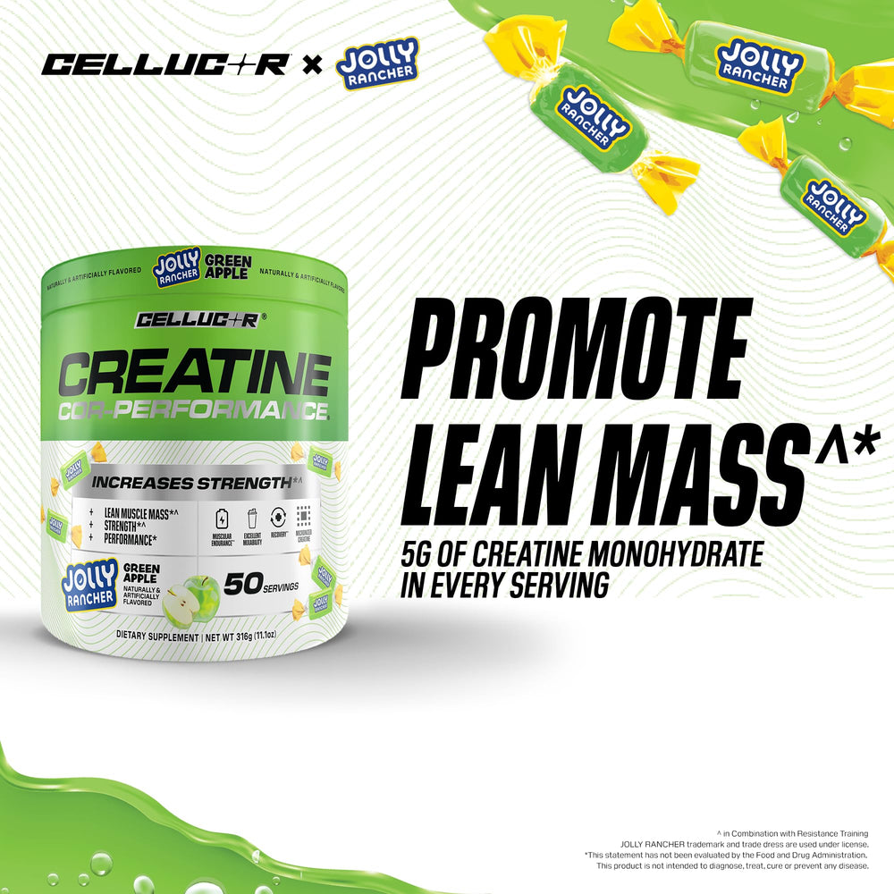 Cellucor Creatine Powder, Jolly Rancher Cherry- Increases Strength, Lean Muscle Mass & Endurance, Micronized Creatine for Fast Absorption, 5g Creatine per Serving, 50 Servings