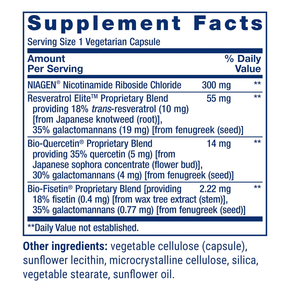 Life Extension NAD+ Cell Regenerator and Resveratrol Elite, NIAGEN nicotinamide riboside, Trans-resveratrol, quercetin, Fisetin, for Longevity, Energy, and oxidative Stress, 30 Vegetarian Capsule