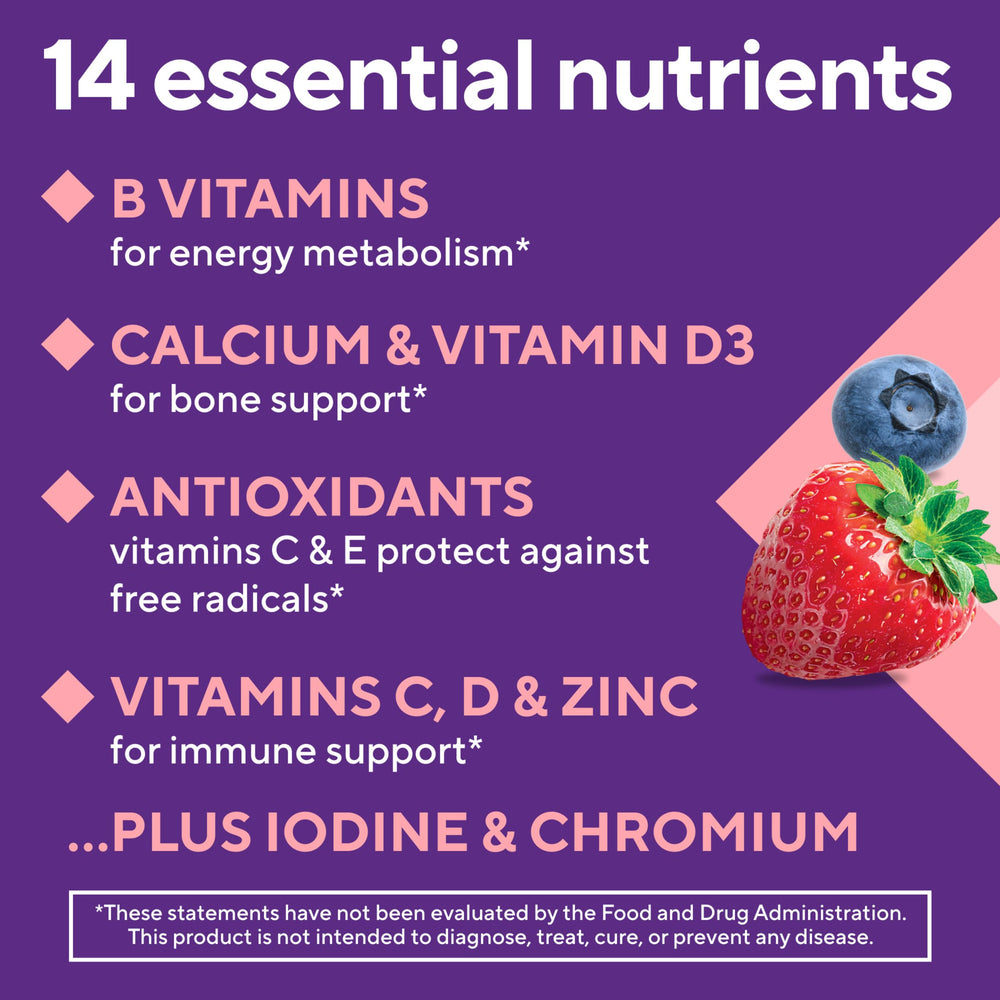 Vitafusion Womens Multivitamin Gummies, Berry Flavored Daily Vitamins for Women with Vitamins A, C, D, E, B-6 and B-12, 150 Count, 75 Day Supply, 150 Count