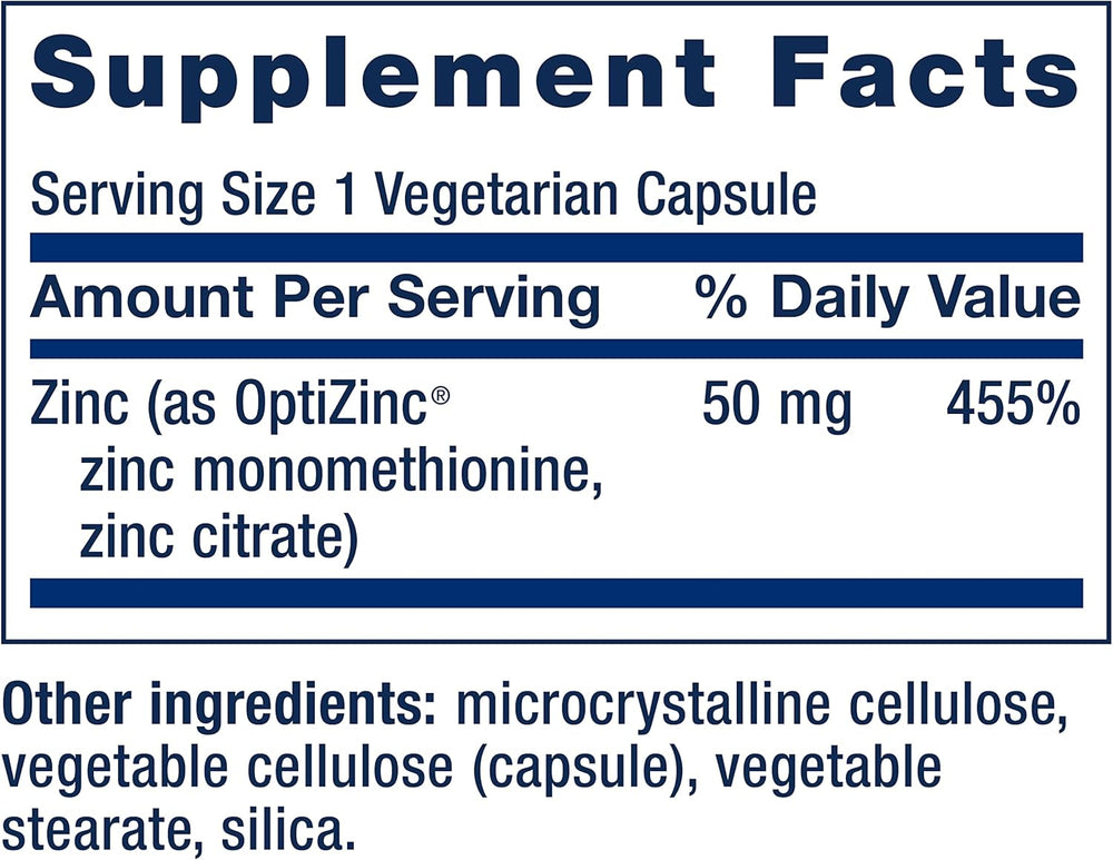 Life Extension Zinc Caps, zinc 50 mg, zinc Citrate, Support The Body's Immune defenses, Ultra-absorbable, Vegetarian, Non-GMO, Gluten-Free, 90 Vegetarian Capsules