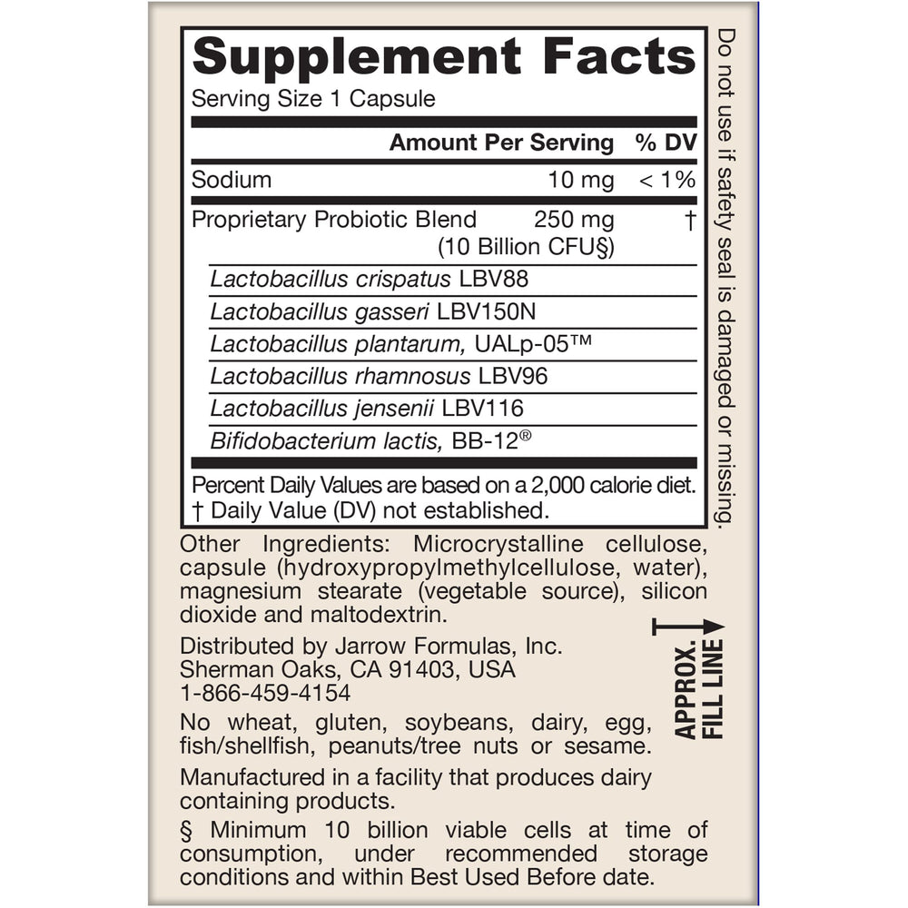 Jarrow Formulas Fem-Dophilus Advanced Probiotics 10 Billion CFU with 6 Science-Backed Strains, for Vaginal, Urinary Tract, Digestive, and Immune Support, 30 Veggie Capsules, Shelf-Stable, Pack of 12