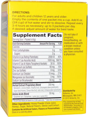 Airborne - Immune Support Hot Soothing Mix Natural Honey Lemon Flavor - 10 x 4.6g Packets