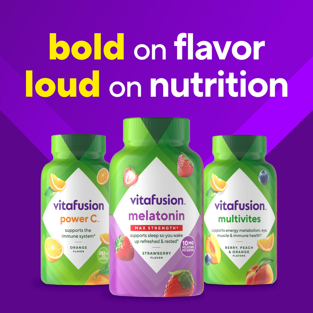 vitafusion Max Strength 10 mg Melatonin Gummies, Strawberry Flavored, Adult Melatonin Gummy Vitamin Supplement, 100 Count, 50 Day Supply