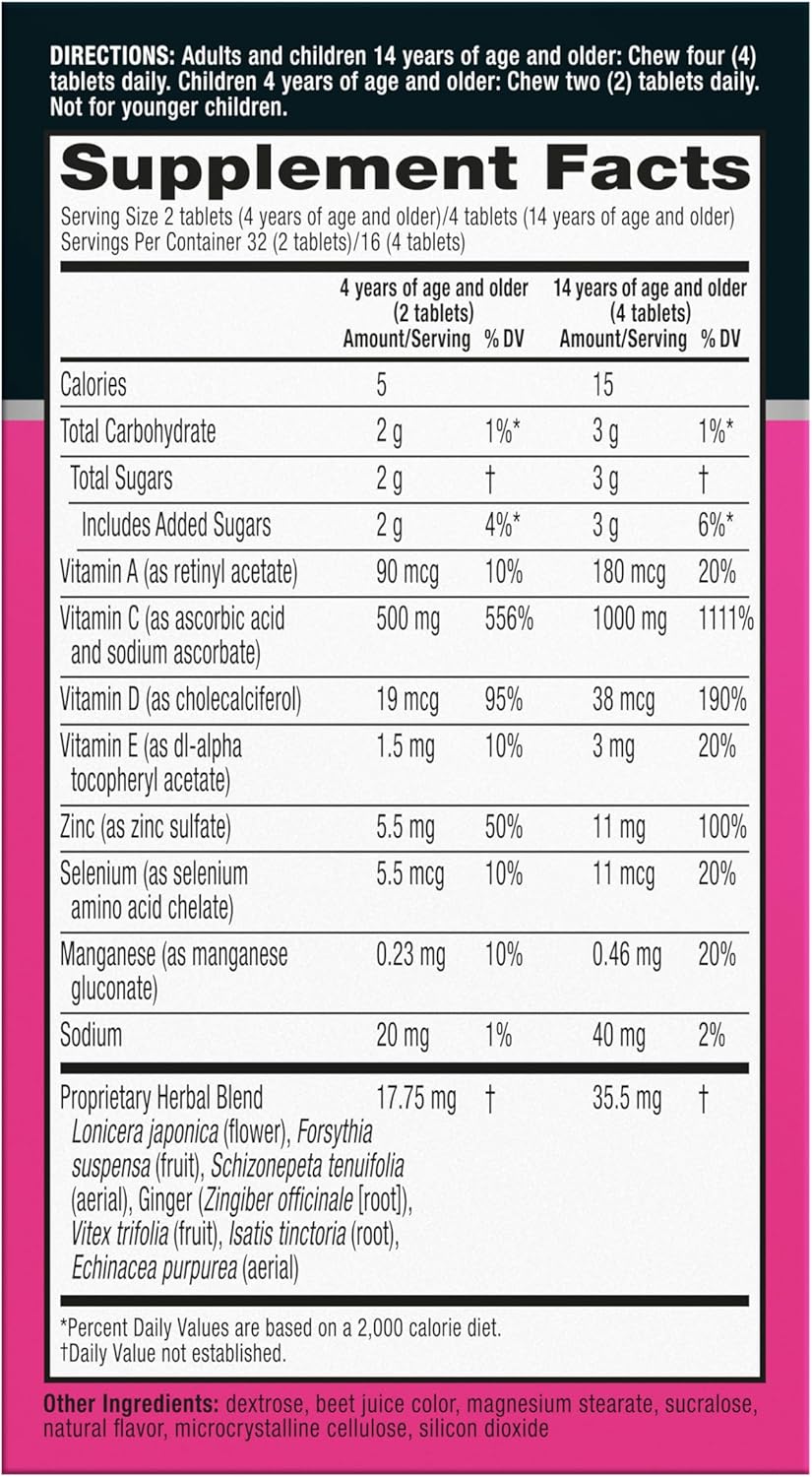 Airborne Berry Chewable Tablets, 64 count - 1000mg of Vitamin C - Immune Support Supplement