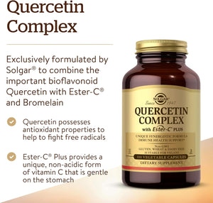 Solgar Quercetin Complex with Ester-C Plus, 100 Vegetable Capsules - Supports Immune Health, Antioxidant - Gentle on The Stomach Vitamin C - Non-GMO, Vegan, Gluten/Dairy Free - 50 Servings
