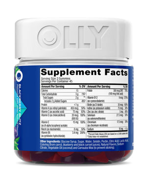 OLLY Men's Multivitamin Gummy, Vitamins A, C, D, E, B, Zinc, Blackberry Flavor, 45 Day Supply - 90 Count