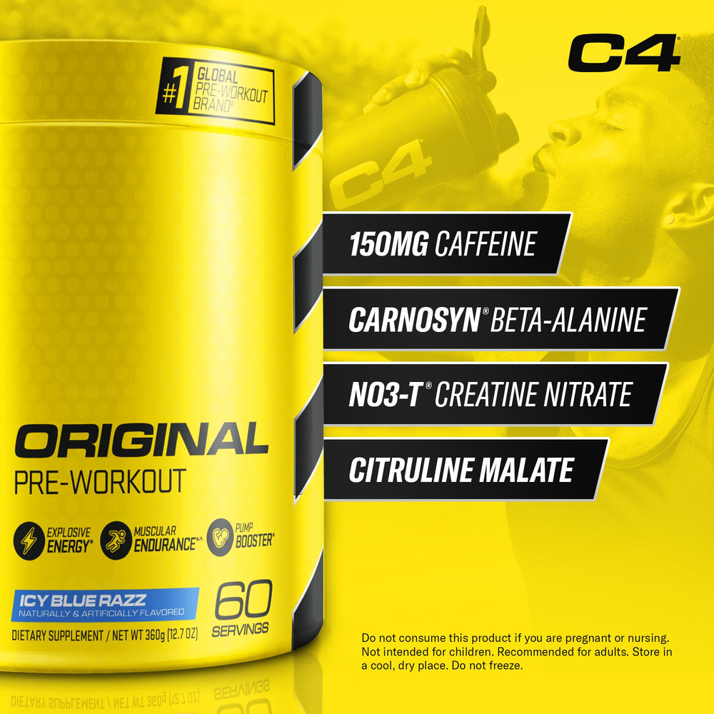 Cellucor C4 Original Pre Workout Powder Frozen Bombsicle Sugar Free Preworkout Energy for Men & Women 150mg Caffeine + Beta Alanine + Creatine - 30 Servings (Packaging May Vary)