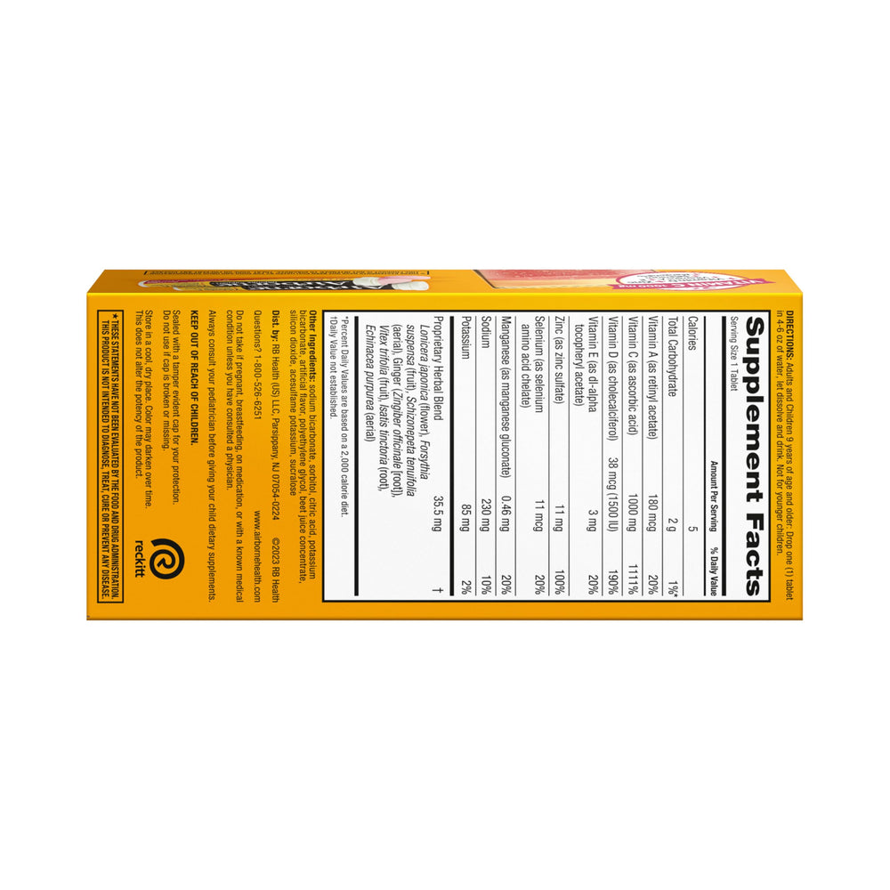 Vitamin C 1000mg (per serving) - Airborne Very Berry Effervescent Tablets (36 count in a box), Gluten-Free Immune Support Supplement, With Vitamins A C E, ZINC, Selenium, Echinacea & Ginger