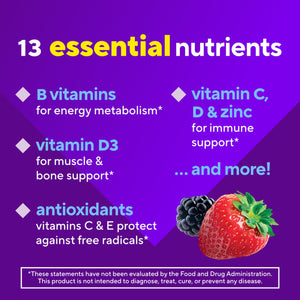 vitafusion Adult Gummy Vitamin Supplement for Men, Berry Flavored, A, C, D, E, B6, B12, Daily, 120 Count, 60 Day Supply