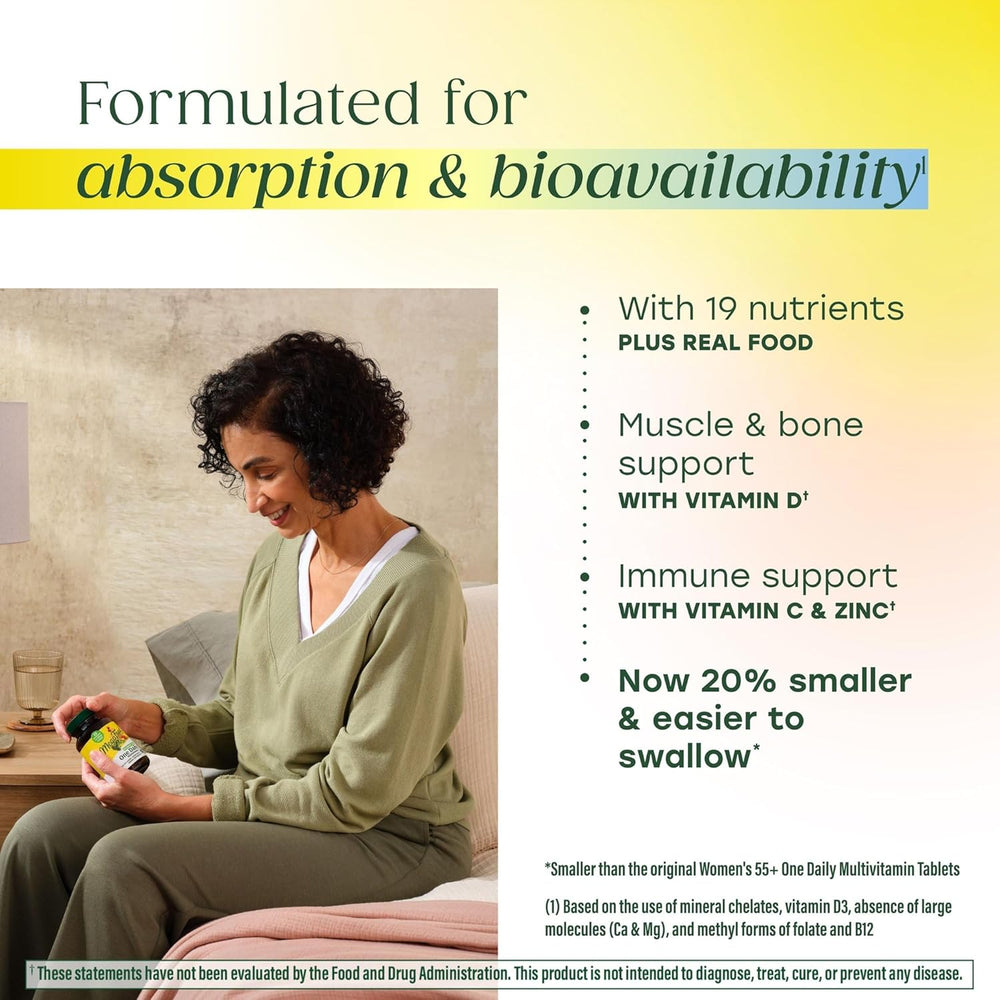 MegaFood Multivitamin for Women 55+ One Daily Womens Multivitamin with Vitamin D3, C, Zinc & Bioavailable Vitamin B12 & Folate - Healthy Aging, Brain & Bone Health, Vegetarian, 60 Tablets