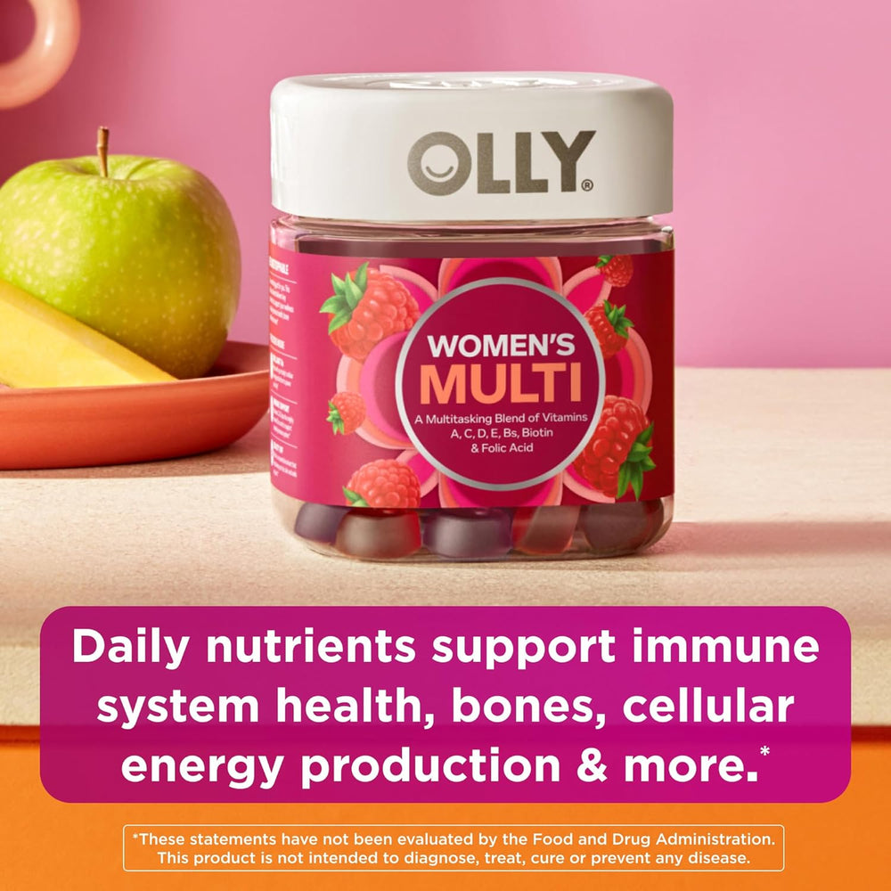 OLLY Women's Daily Multivitamin Gummy, Vitamins A, D, C, E, Biotin, Folic Acid, Adult Chewable Vitamin, Berry Flavor, 65 Day Supply - 130 Count