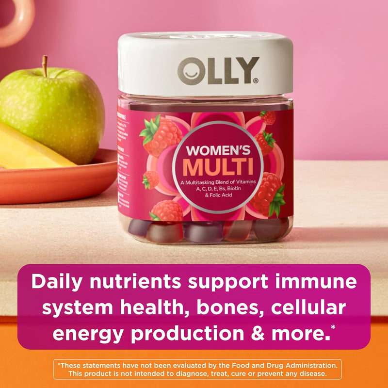 OLLY Women's Daily Multivitamin Gummy, Vitamins A, D, C, E, Biotin, Folic Acid, Adult Chewable Vitamin, Berry Flavor, 65 Day Supply - 130 Count