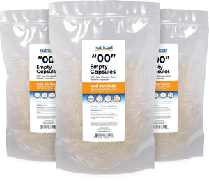 Nutricost Empty Capsules Gelatin Size 00-1,000 Clear Empty 00 Gelatin Capsules - Halal Certified, Non-GMO, Soy Free, Gluten Free
