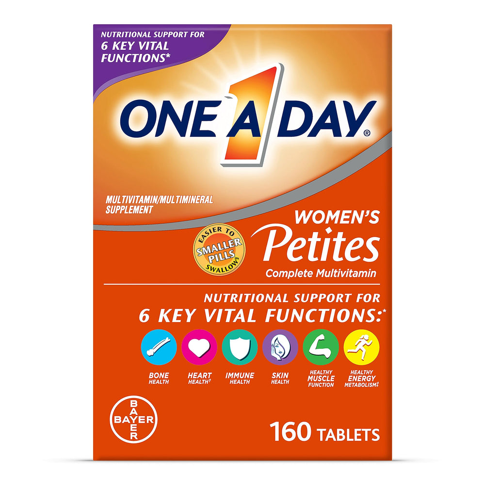 ONE A DAY Women’s Petites Multivitamin,Supplement with Vitamin A, C, D, E and Zinc for Immune Health Support, B Vitamins, Biotin, Folate (as folic Acid) & More,Tablet, 160 Count (Pack of 2)
