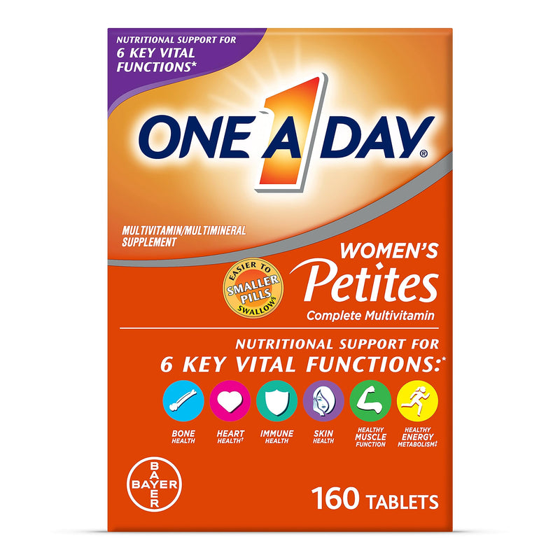 ONE A DAY Women’s Petites Multivitamin,Supplement with Vitamin A, C, D, E and Zinc for Immune Health Support, B Vitamins, Biotin, Folate (as folic Acid) & More,Tablet, 160 Count (Pack of 2)