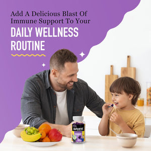 Airborne Elderberry + Zinc & Vitamin C Gummies for Adults, Immune Support Vitamin D & Zinc Gummies with Powerful Antioxidant Vitamins C D & E - 36 Gummies, Elderberry Flavor