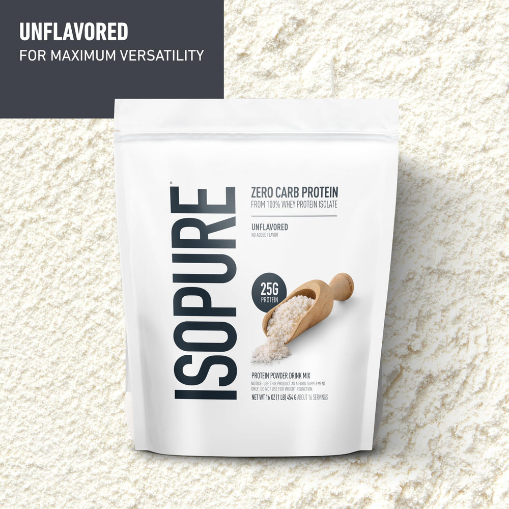 Isopure Zero Carb 100% Pure Whey Isolate Protein Powder, Lactose-Free, Gluten-Free, with Vitamins, Unflavored, 25g Protein Per Serving, 4.5 Lbs, 70 Servings (Packaging May Vary)