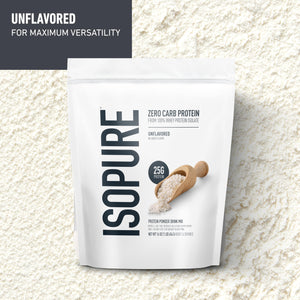 Isopure Zero Carb 100% Pure Whey Isolate Protein Powder, Lactose-Free, Gluten-Free, with Vitamins, Unflavored, 25g Protein Per Serving, 4.5 Lbs, 70 Servings (Packaging May Vary)