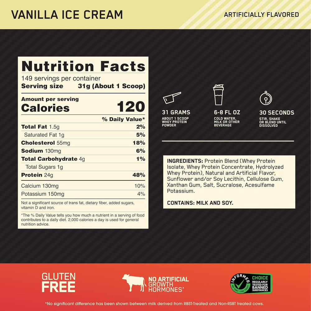 Optimum Nutrition Gold Standard 100% Whey Protein Powder, Vanilla Ice Cream, 10 Pound (Packaging May Vary) & BulkSupplements Micronized Creatine Monohydrate Powder (1 Kilogram)