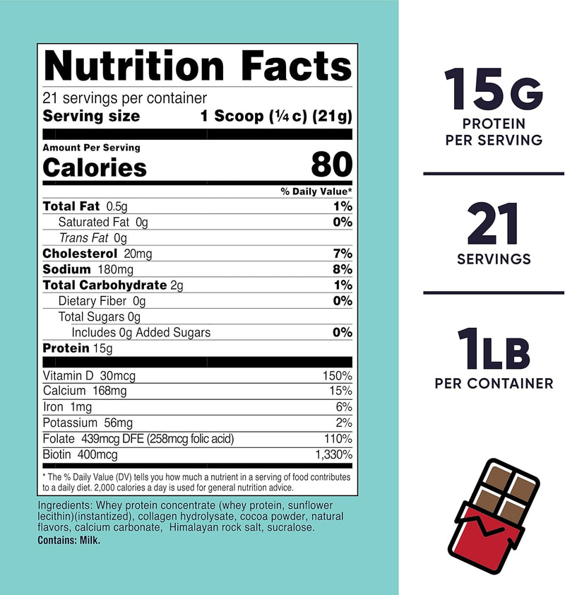 Nutricost Protein for Women Chocolate, 1 LB - Collagen, Whey, Folic Acid, Biotin, Calcium