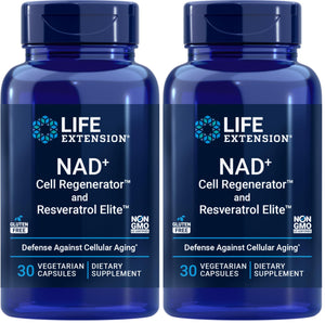 Life Extension NAD+ Cell Regenerator and Resveratrol Elite, NIAGEN nicotinamide riboside, Trans-resveratrol, quercetin, Fisetin, for Longevity, Energy, and oxidative Stress, 30 Vegetarian Capsule