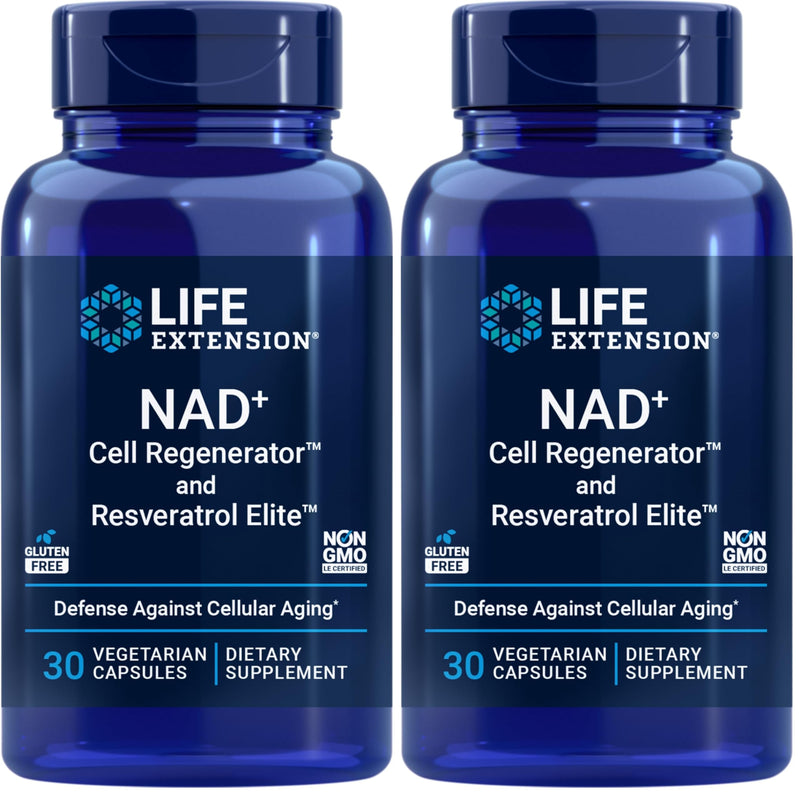 Life Extension NAD+ Cell Regenerator and Resveratrol Elite, NIAGEN nicotinamide riboside, Trans-resveratrol, quercetin, Fisetin, for Longevity, Energy, and oxidative Stress, 30 Vegetarian Capsule