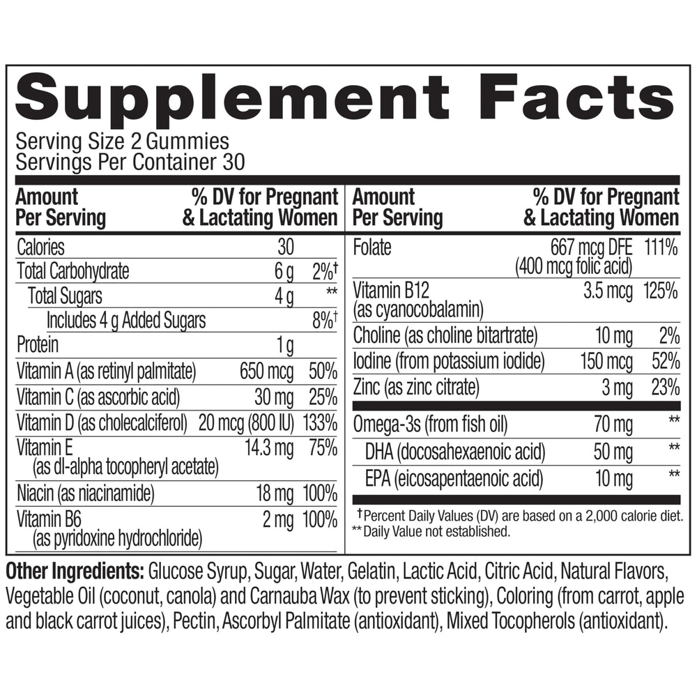 OLLY Essential Prenatal Gummy Multivitamin, Folic Acid, Vitamin D, Omega 3 DHA, Supports Healthy Growth and Brain Development, Citrus Berry - 84 Count
