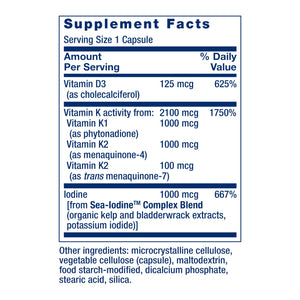 Life Extension Vitamins D and K with SeaIodine Bone Brain Thyroid Arterial Support Non GMO Once Daily Gluten Free, 60 Count