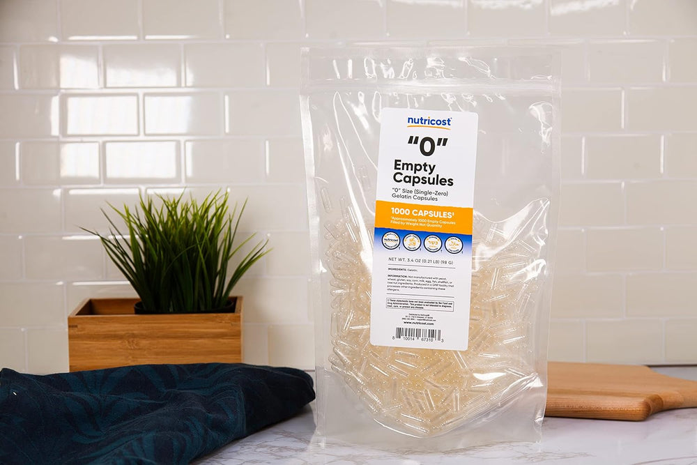 Nutricost Empty Capsules Gelatin Size 0-1,000 Clear Empty Gel Capsules - Kosher, Non-GMO, Soy Free, Gluten Free