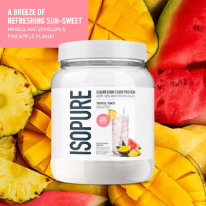 Isopure Clear Whey Isolate Protein Powder, Lactose Free, Gluten Free, Naturally Flavored, Pineapple Orange Banana, 20g Protein Per Serving, 1.9 Lb, 36 Servings (Packaging May Vary)
