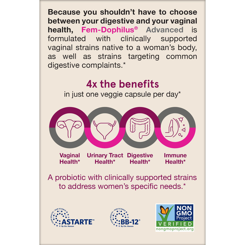 Jarrow Formulas Fem-Dophilus Advanced Probiotics 10 Billion CFU with 6 Science-Backed Strains, for Vaginal, Urinary Tract, Digestive, and Immune Support, 30 Veggie Capsules, Shelf-Stable, Pack of 12