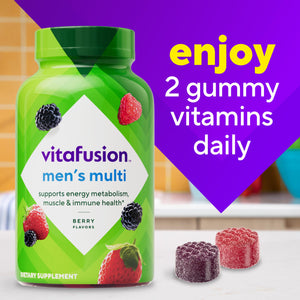 vitafusion Adult Gummy Vitamin Supplement for Men, Berry Flavored, A, C, D, E, B6, B12, Daily, 120 Count, 60 Day Supply