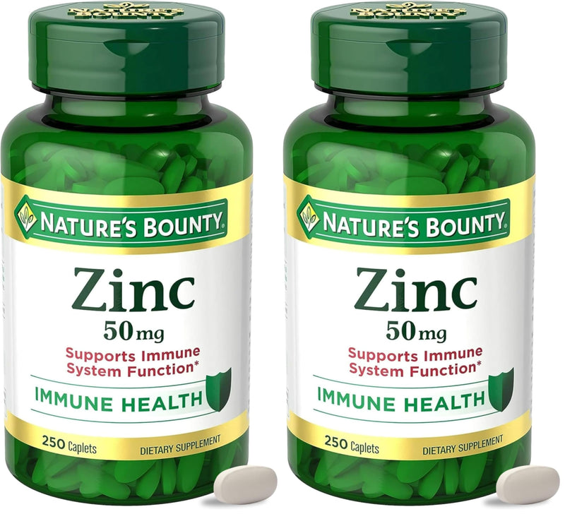 Nature’s Bounty Zinc 50mg | Immune System, Skin, & Antioxidant Health Support | Contributes to DNA Formation | Vegetarian, Non-GMO, Gluten Free | 100 Caplets, 1 Serving Per Day for Daily Health