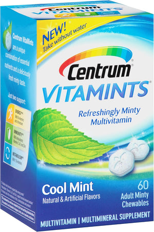 Centrum VitaMints Multivitamin/Multimineral Supplement (Cool Mint Flavor, 60-Count Chewables)