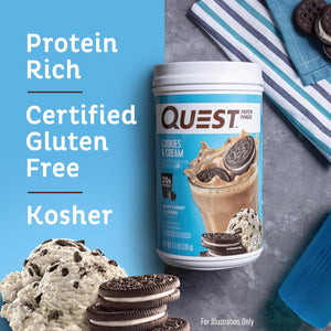 Quest Peanut Butter 23g & Cookies Cream 20g Protein Powders, Low Carb Gluten Free, 43 & 24 Servings