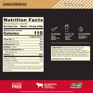 Optimum Nutrition Gold Standard 100% Whey Protein Powder, Gingerbread, 2 Pound (Packaging May Vary)