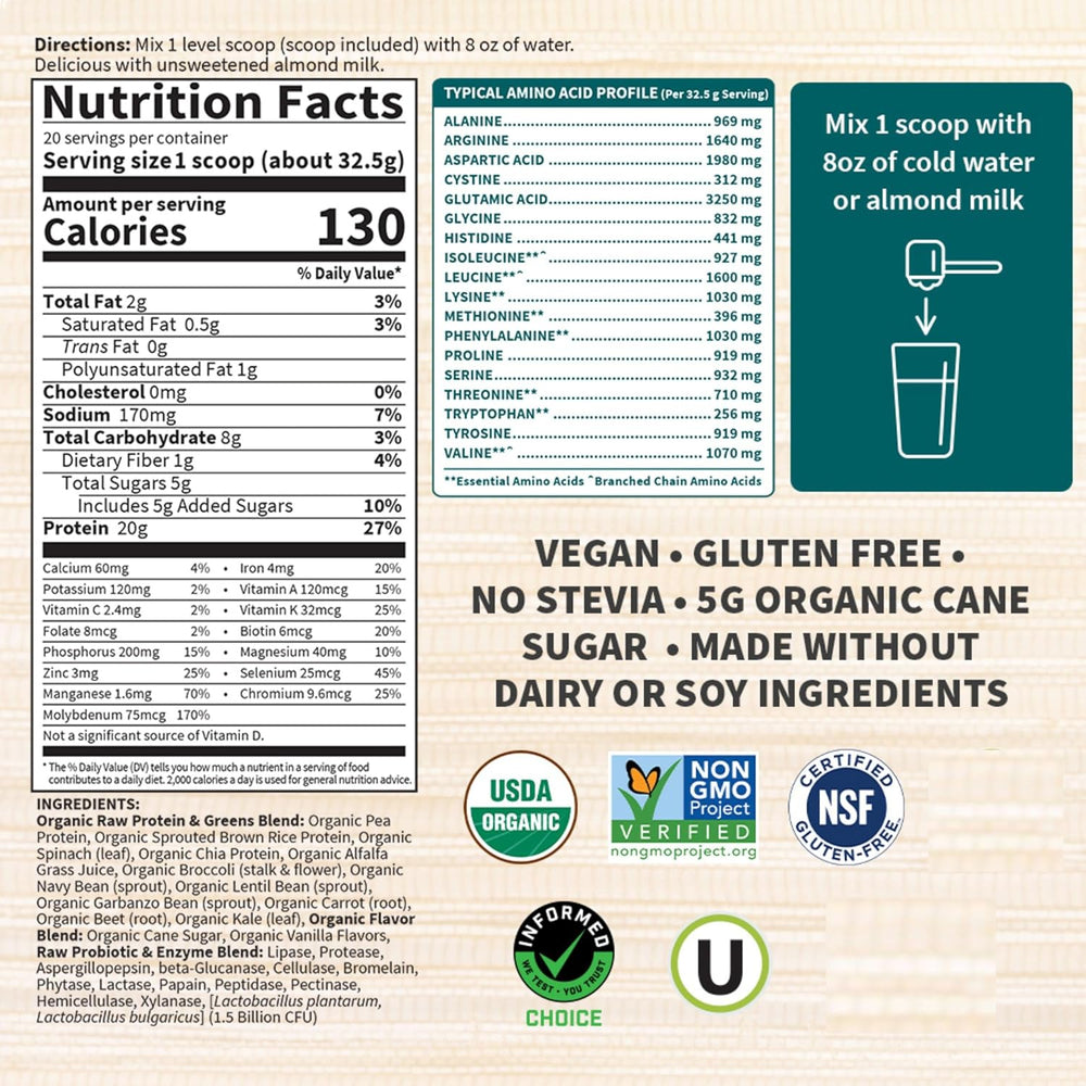 Garden of Life Raw Organic Protein & Greens, Chocolate Cacao, 1 lb 5.51 oz (610 g)