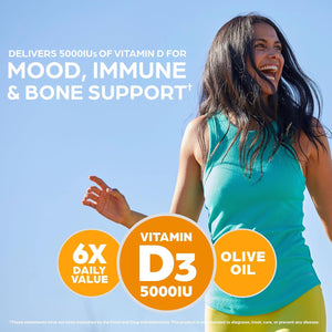 Orgain Super Vitamin D3 Supplement 5,000iu (125mcg) Immune, Bone, and Mood Support, Organic Olive Oil for Better Absorption - 8 Month Supply (240 Softgels)