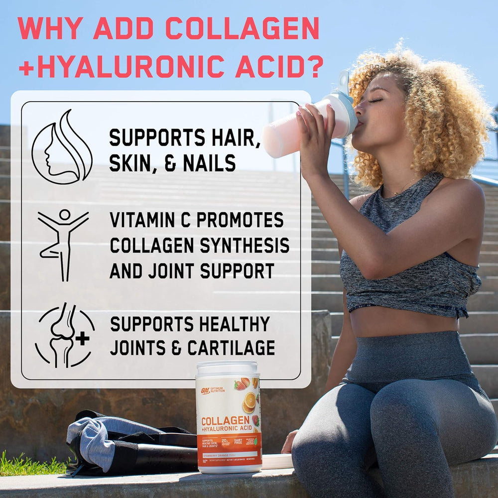 Collagen Peptides Powder By Optimum Nutrition, Vitamin C & D for Immune Support, 20g Hydrolyzed Collagen with Hyaluronic Acid, Watermelon Citrus, 28 Servings, Supports Healthy Skin, Hair & Joints