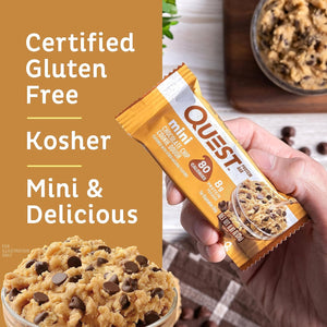 Quest Chocolate Coconut Hero Protein Bar 15g Protein 12 Count and Mini Chocolate Chip Cookie Dough Protein Bars 14 Count