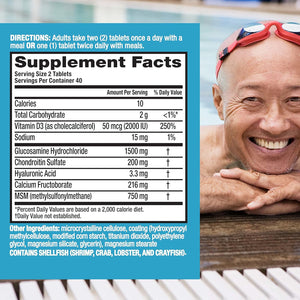 Glucosamine Chondroitin MSM & Vitamin D3 Joint Health Supplement, Move Free Advanced Joint Support Tablets For Men & Women (80cnt box), With Vitamin D3 To Support Bone & Immune Health
